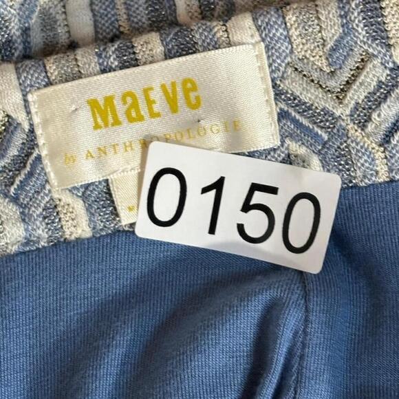 Anthropologie Maeve Blue White Geometric Print Pencil Skirt Women’s Large Zip - Picture 12 of 12